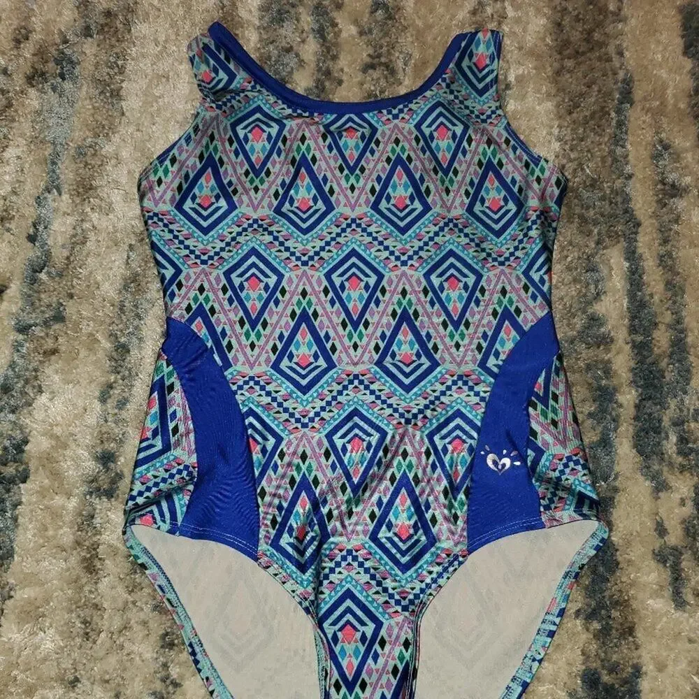 Justice Tribal Blue Print Swimsuit || sz10